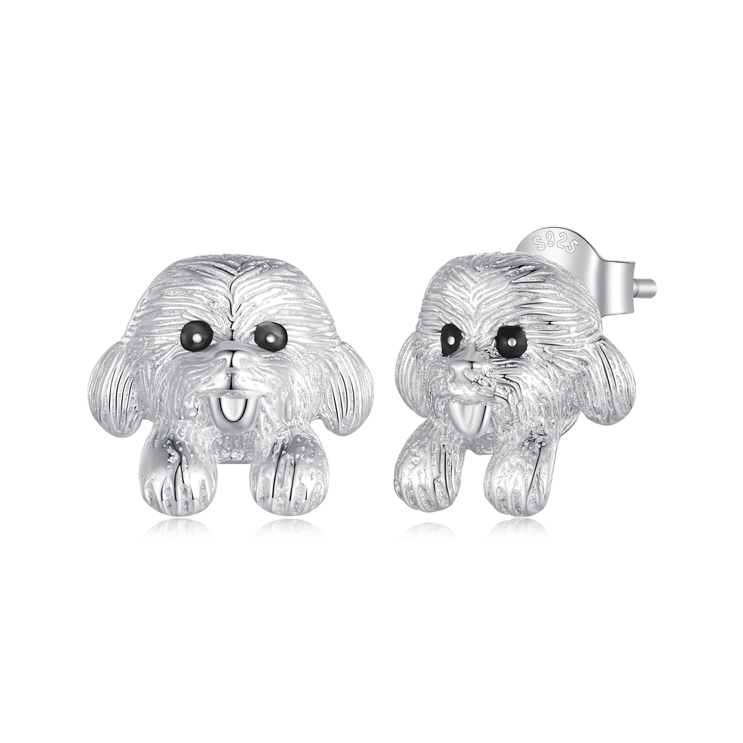 Teddy earrings,  92.5% Sterling Silver,  Cute dog ear stud