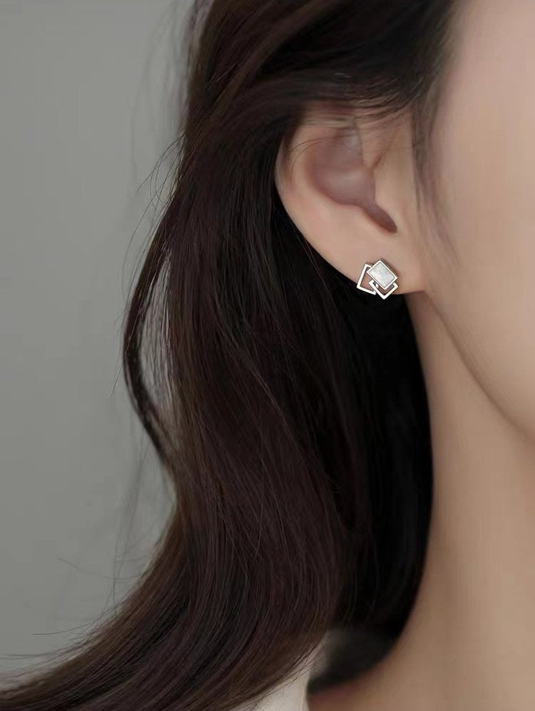 925 Sterling Silver earrings, Opal ear stud, Delicate earrings, Gifts for Her.