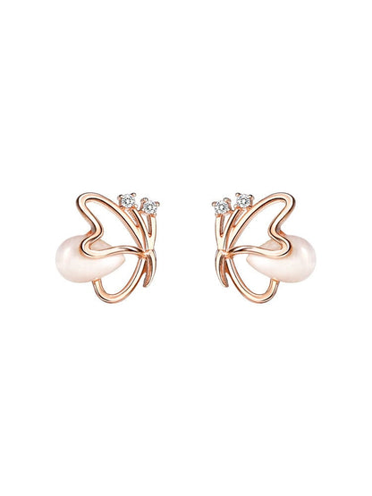 925 Sterling Silver earrings, Opal stud, Butterfly earrings, Wedding earrings