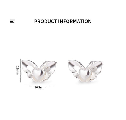 99.9% Sterling Silver ear stud, Love wings earrings, Silver earrings, Creative Gifts.