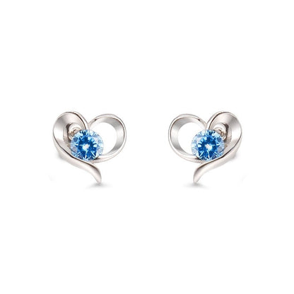 99.9% Sterling Silver ear stud, Love earrings, Zircon earrings, Creative Gifts.
