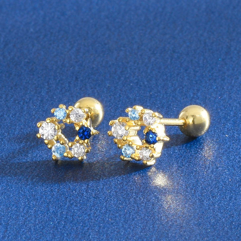Starfish earrings, Shell ear stud, 92.5% Sterling Silver, Screw earrings