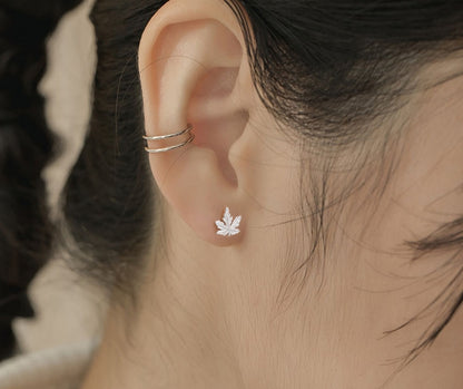 99.9% Sterling Silver ear stud, Leaf earrings, Silver earrings, Gifts for Her.