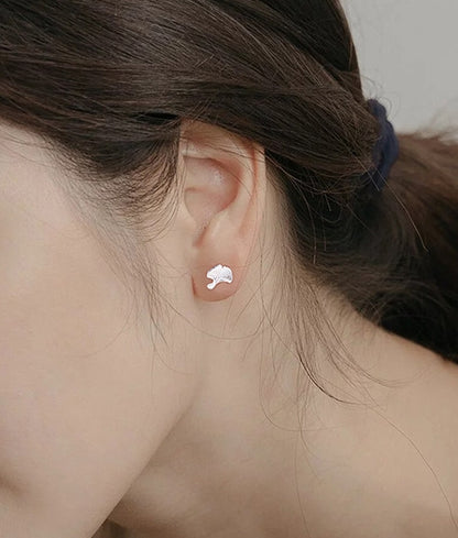 99.9% Sterling Silver ear stud, Leaf earrings, Silver earrings, Gifts for Her.