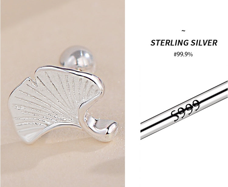 99.9% Sterling Silver ear stud, Leaf earrings, Silver earrings, Gifts for Her.