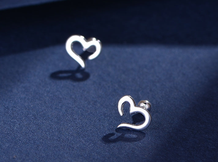 99.9% Sterling Silver ear stud, Love earrings, Silver earrings, Creative Gifts.