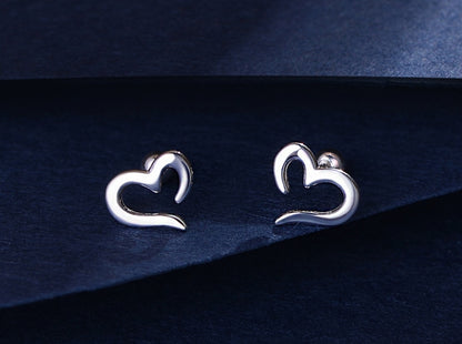 99.9% Sterling Silver ear stud, Love earrings, Silver earrings, Creative Gifts.