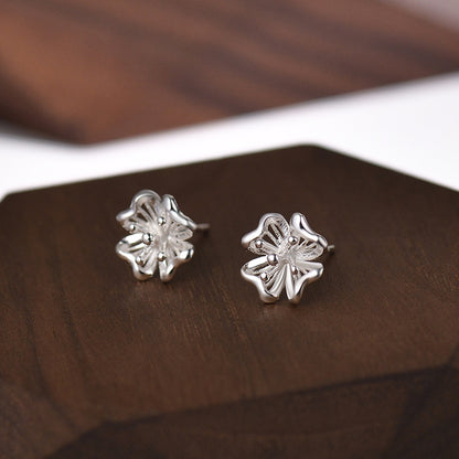 Floral earrings, Pierced ear stud, 99.9% Sterling Silver,  Elegant earrings