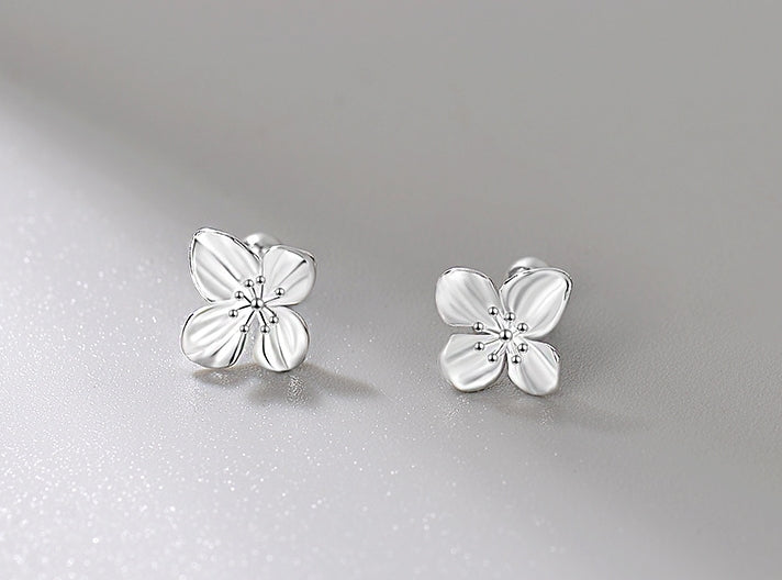 Floral earrings, Lily ear stud, 99.9% Sterling Silver,  Elegant earrings