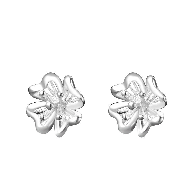 Floral earrings, Pierced ear stud, 99.9% Sterling Silver,  Elegant earrings