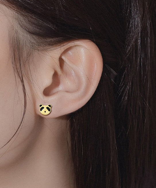 Panda earrings, Lovely ear stud, 99.9% Sterling Silver