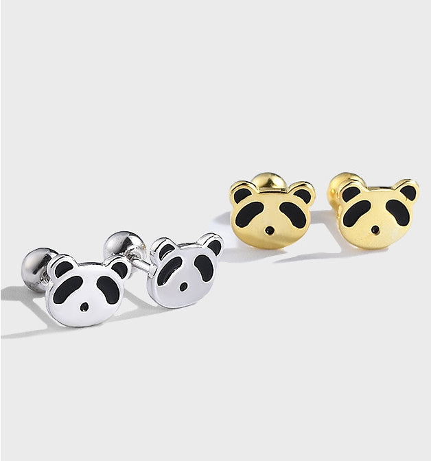 Panda earrings, Lovely ear stud, 99.9% Sterling Silver