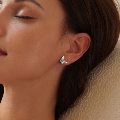 Butterfly earrings,  92.5% Sterling Silver,  Zircon ear stud