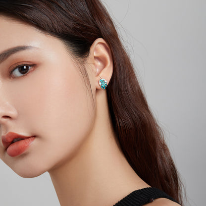 Flamingo earrings,  92.5% Sterling Silver,  Leaf ear stud