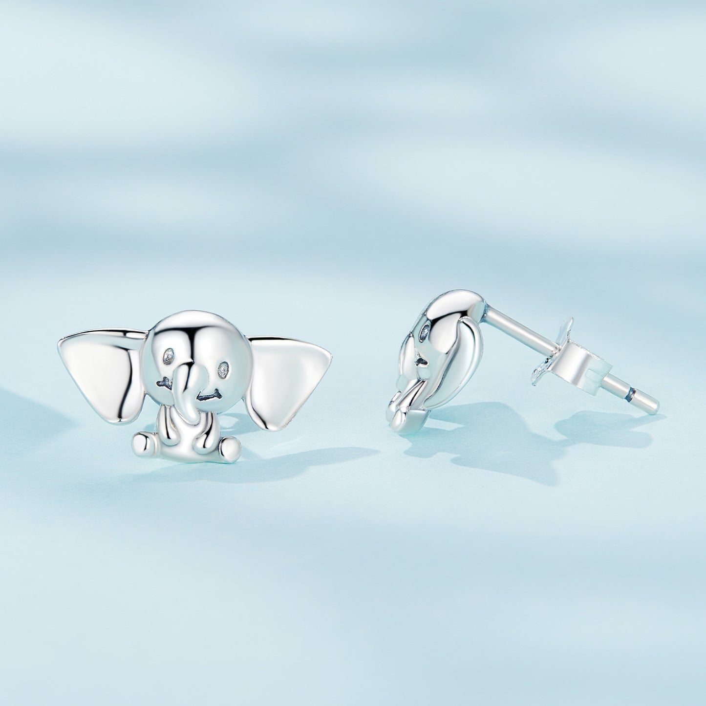 Elephant earrings,  92.5% Sterling Silver,  Cute animal ear stud