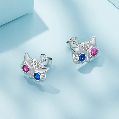 Owl earrings, 92.5% Sterling Silver,  Animal ear stud