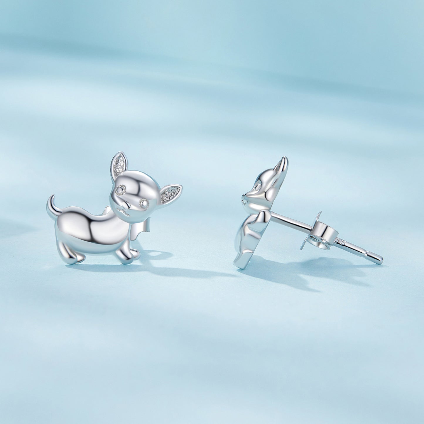 Chihuahua earrings,  92.5% Sterling Silver,  Cute dog ear stud
