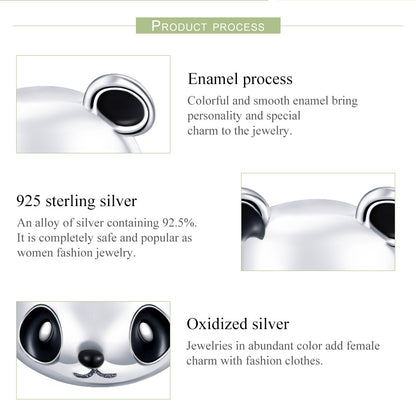 Panda earrings,  92.5% Sterling Silver,  Loveliness ear stud