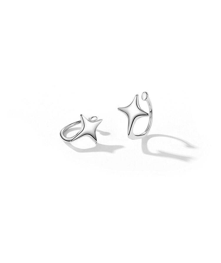 925 Sterling Silver earrings, Star ear clip, Delicate clip, Gifts for Her.