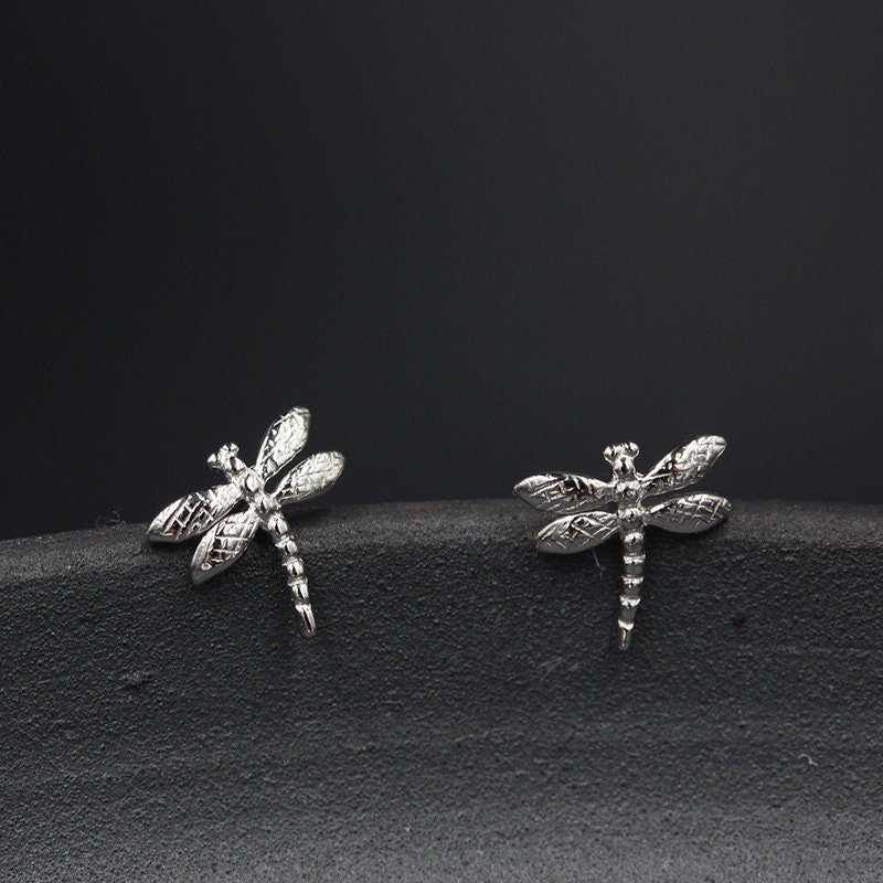 925 Sterling Silver earrings, Dragonfly stud, Delicate earrings, Gifts for Her.