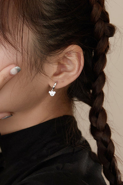 925 Sterling Silver earrings, Bear pendant ear stud, Delicate earrings, Gifts for Her.