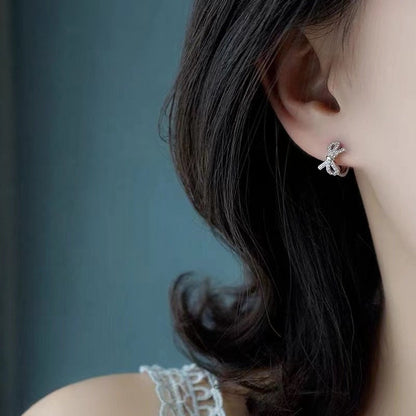 925 Sterling Silver earrings, Bowknot ear stud, Delicate earrings, Gifts for Her.
