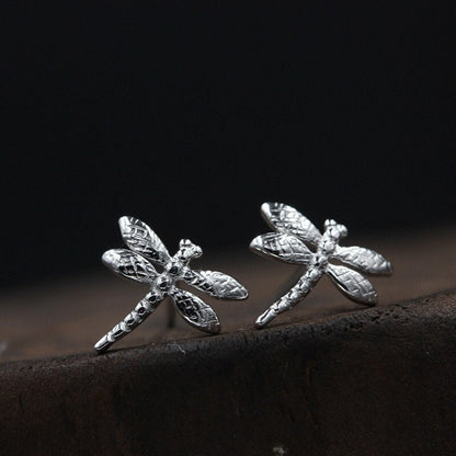 925 Sterling Silver earrings, Dragonfly stud, Delicate earrings, Gifts for Her.