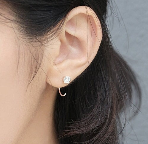925 Sterling Silver needle, lotus seedpod earhook, Delicate earrings, Gifts for Her.