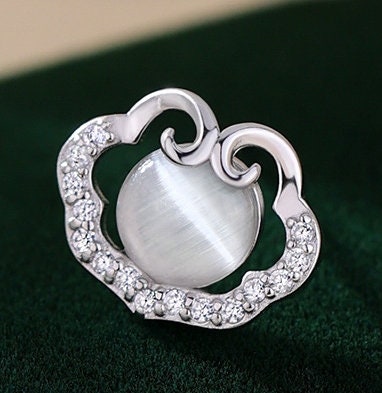 925 Sterling Silver earrings, Lock shape ear stud, Wedding earrings, Opal stud