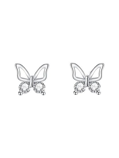Boucles d'oreilles en argent sterling 925, clous en zircon, boucles d'oreilles papillon, boucles d'oreilles de mariage