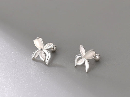 Boucles d’oreilles Silver Sterling 99,9%, clous d’oreilles floraux, boucles d’oreilles Opale, cadeaux pour elle.