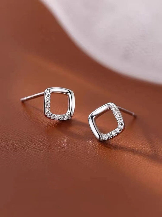 925 Sterling Silver earrings, Zircon stud, Butterfly earrings, Wedding earrings