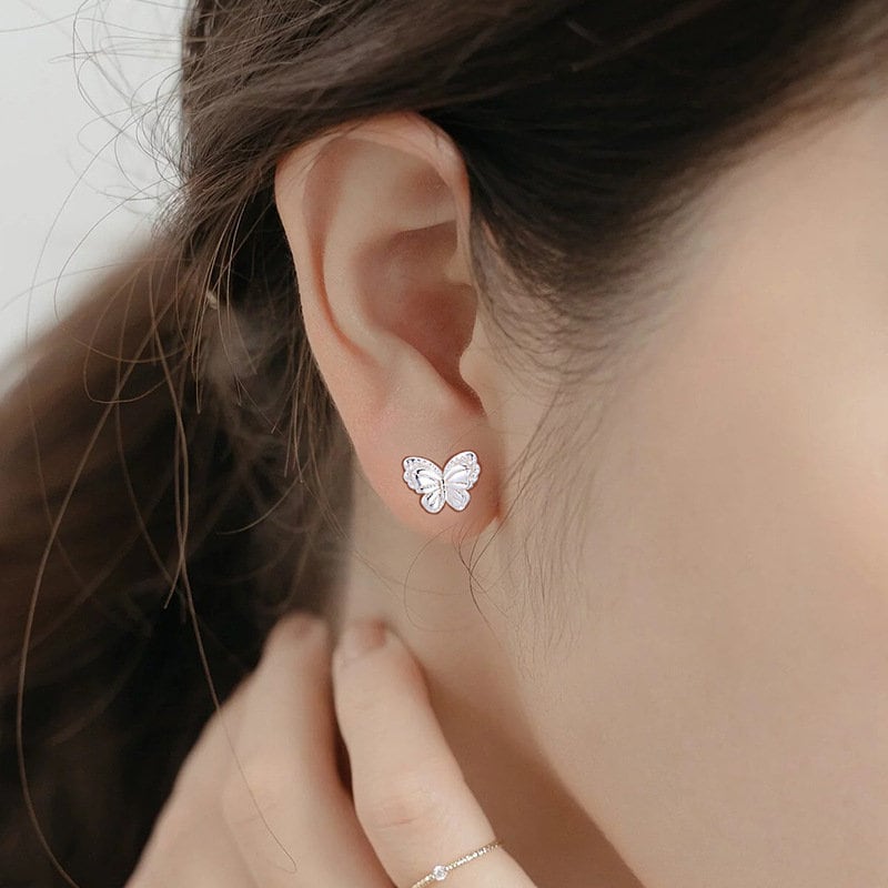 Clous d’oreilles Sterling Silver 99,9%, boucles d’oreilles papillon, boucles d’oreilles en argent, cadeaux pour elle.