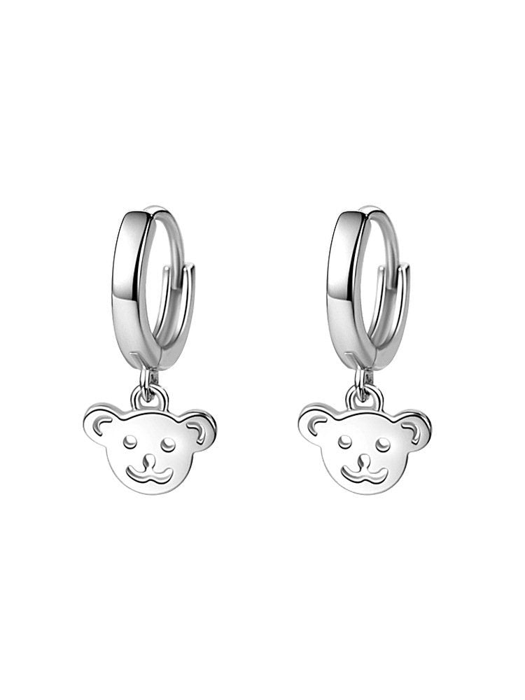 925 Sterling Silver earrings, Bear pendant ear stud, Delicate earrings, Gifts for Her.