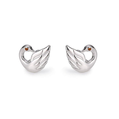 Silver Sterling 99.9% earrings, Swan earrings, Silver ear stud, Gifts for Her.