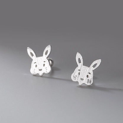 Silver Sterling 99.9% earrings, Cute Rabbit earrings, Silver ear stud, Gifts for Her.