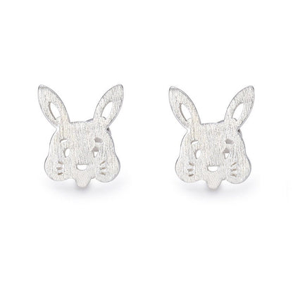 Boucles d’oreilles Silver Sterling 99,9%, boucles d’oreilles Cute Rabbit, clou d’oreille en argent, cadeaux pour elle.