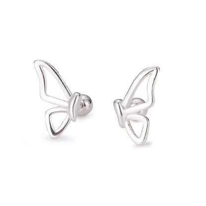 99.9% Sterling Silver ear stud, Butterfly earrings, Silver earrings, Gifts for Her.