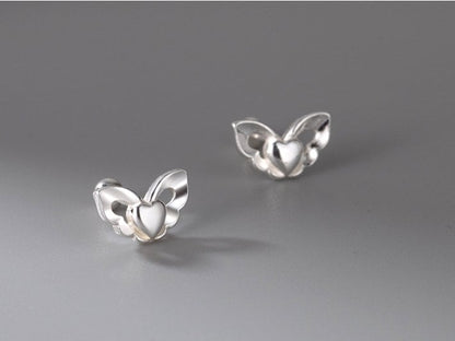 99.9% Sterling Silver ear stud, Love wings earrings, Silver earrings, Creative Gifts.