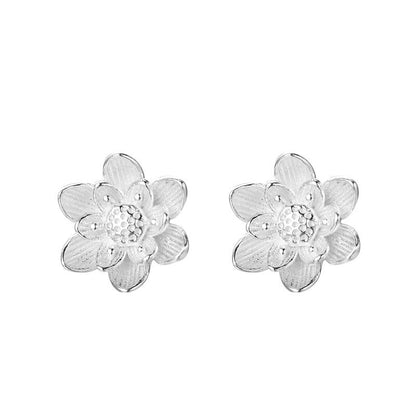 Silver Sterling 99.9% earrings, Floral ear stud, Delicate earrings, Gifts for Her.