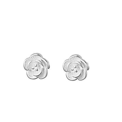 Silver Sterling 99.9% earrings, Floral ear stud, Delicate earrings, Gifts for Her.
