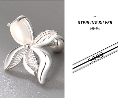Boucles d’oreilles Silver Sterling 99,9%, clous d’oreilles floraux, boucles d’oreilles Opale, cadeaux pour elle.
